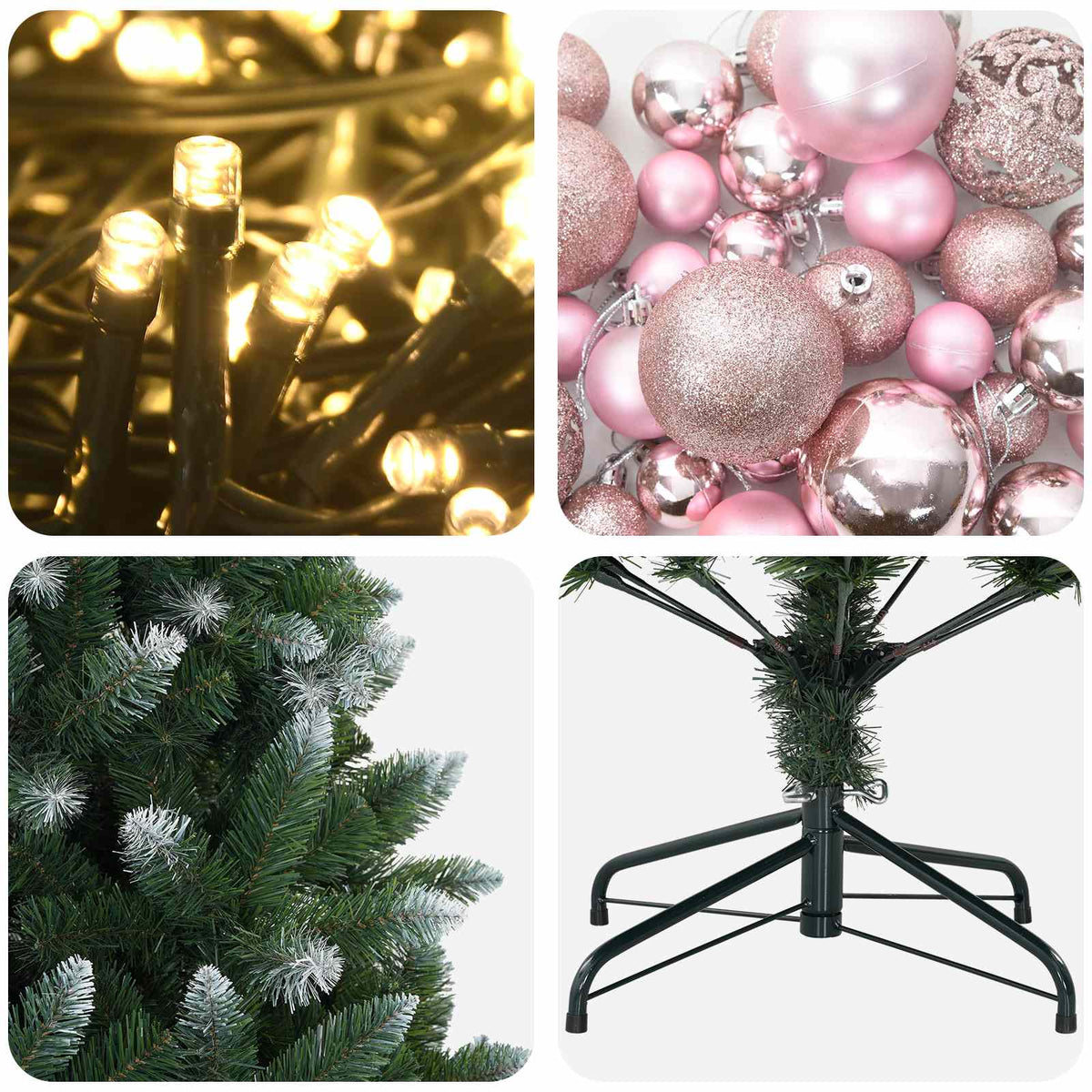 vidaXL Artificial Christmas Tree with Bauble 180 cm 300 LEDs