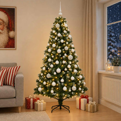 vidaXL Artificial Christmas Tree with Bauble 210 cm 300 LEDs