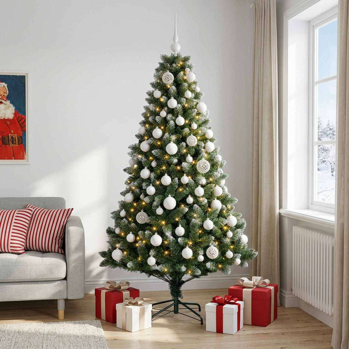 vidaXL Artificial Christmas Tree with Bauble 180 cm 300 LEDs