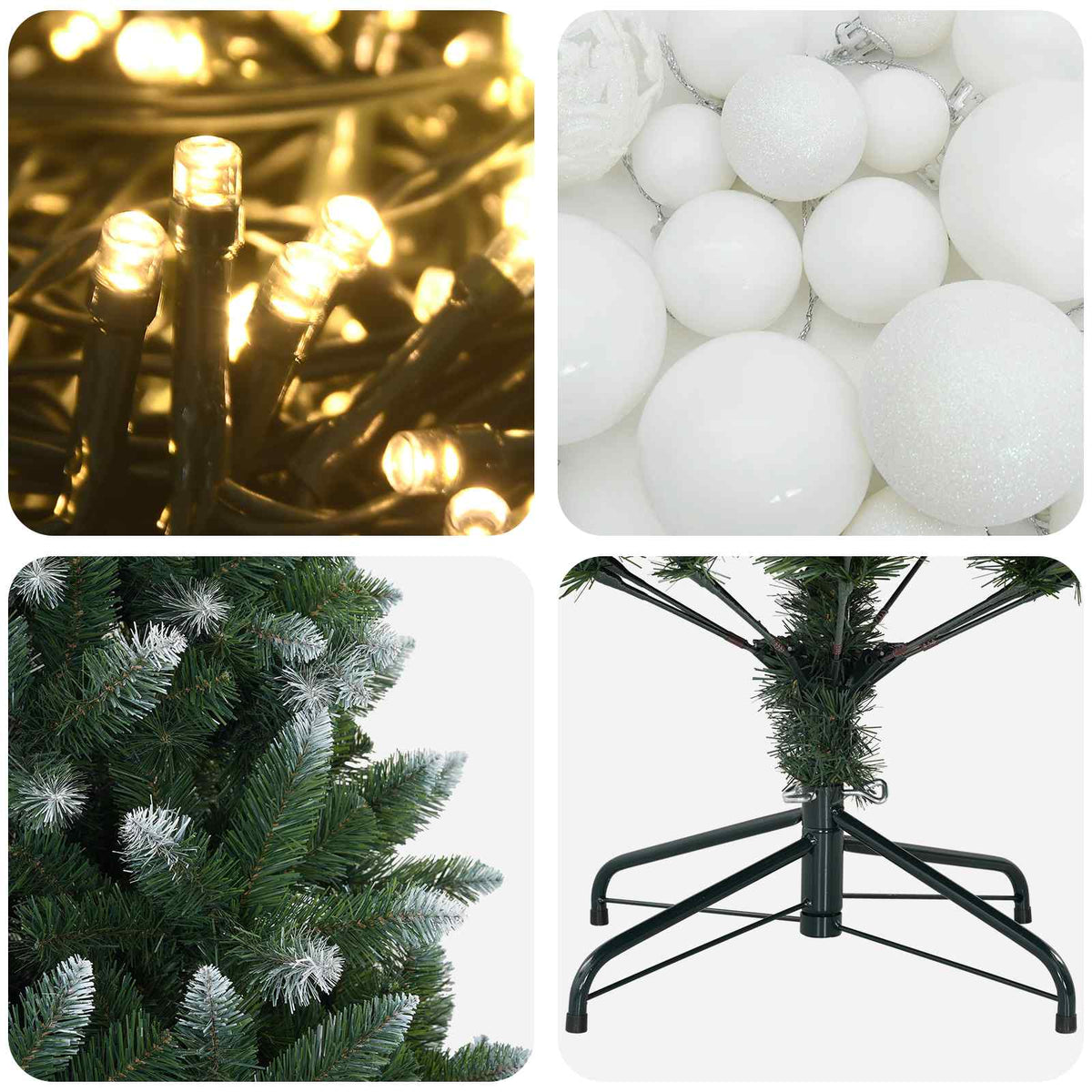 vidaXL Artificial Christmas Tree with Bauble 180 cm 300 LEDs
