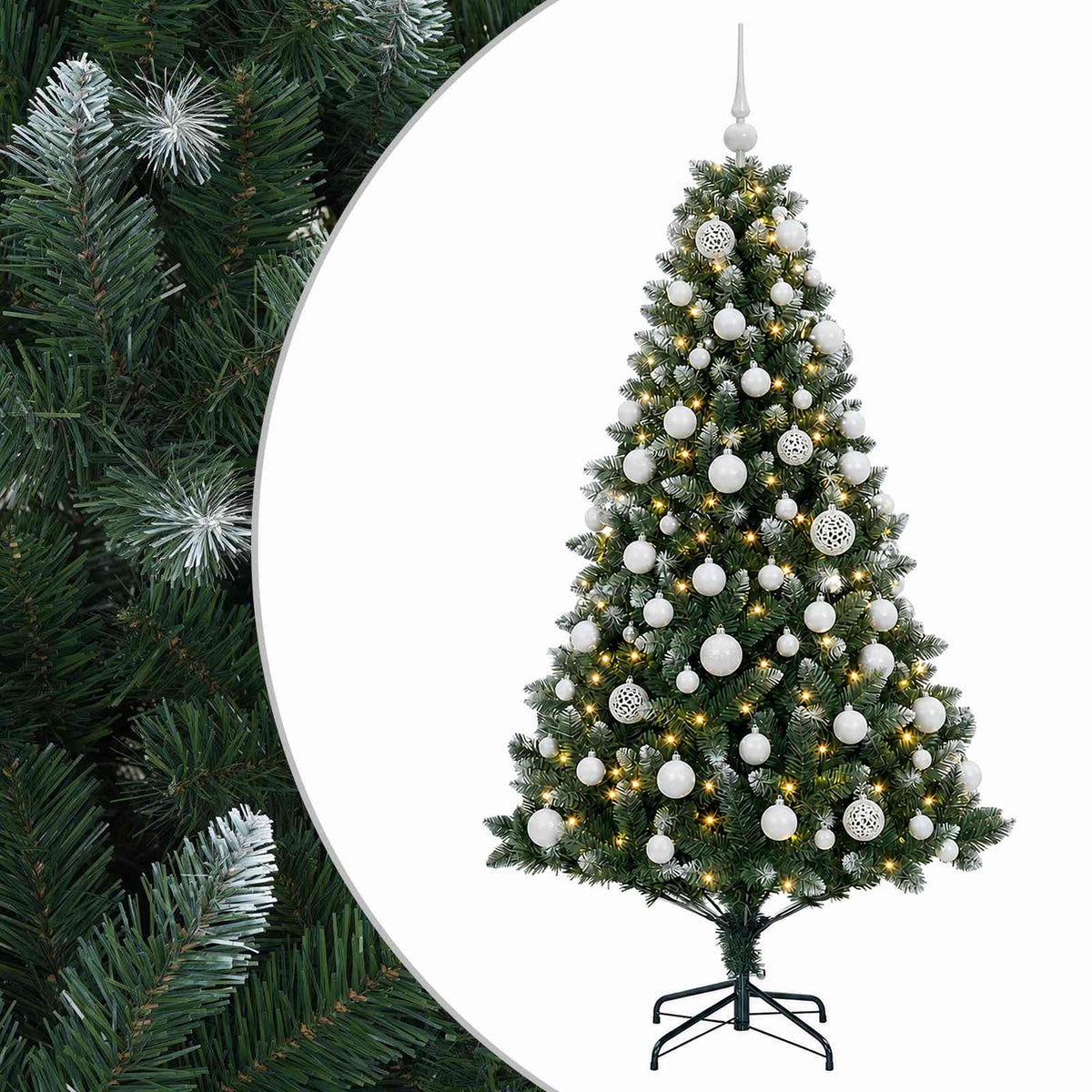 vidaXL Artificial Christmas Tree with Bauble 210 cm 300 LEDs