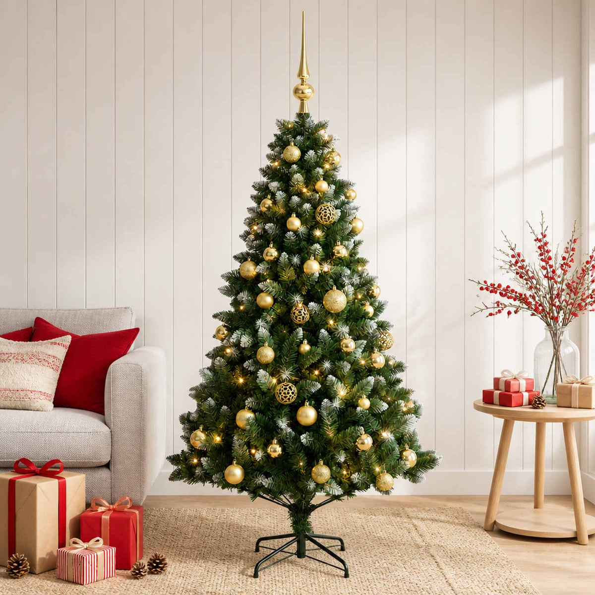 vidaXL Artificial Christmas Tree with Bauble 150 cm 150 LEDs