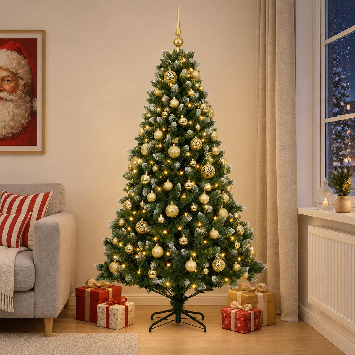 vidaXL Artificial Christmas Tree with Bauble 240 cm 300 LEDs