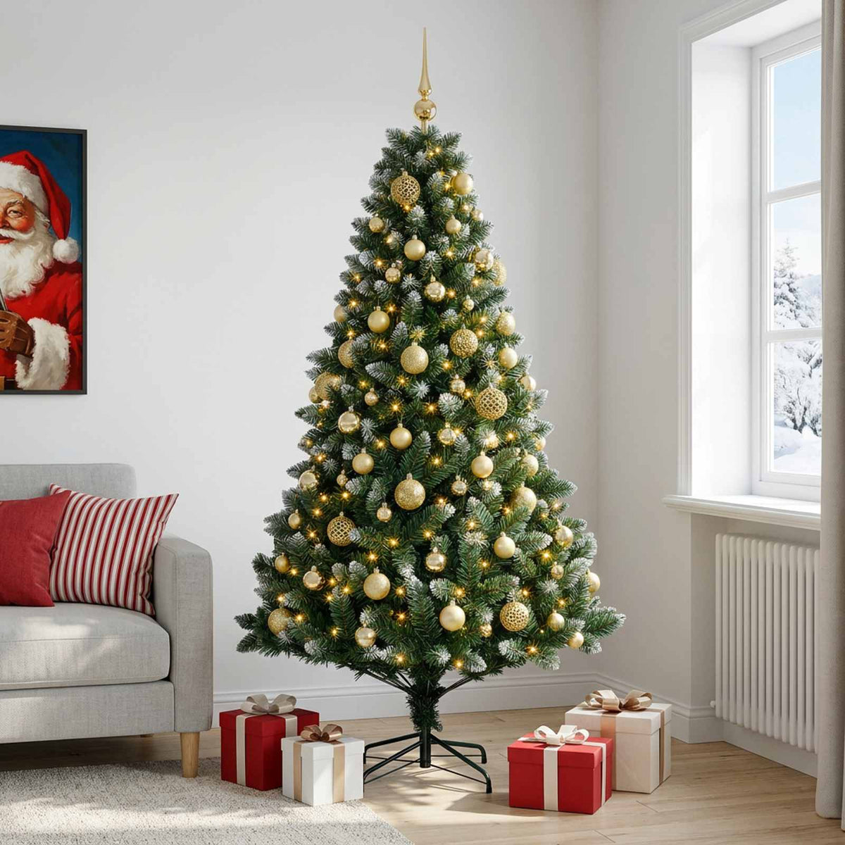 vidaXL Artificial Christmas Tree with Bauble 240 cm 300 LEDs