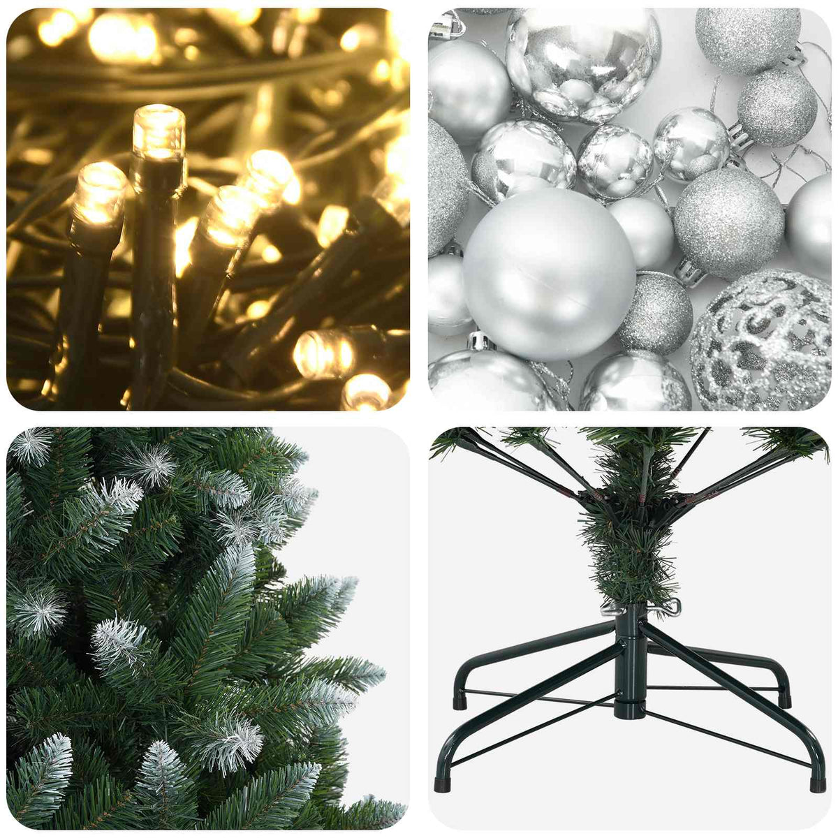 vidaXL Artificial Christmas Tree with Bauble 120 cm 150 LEDs