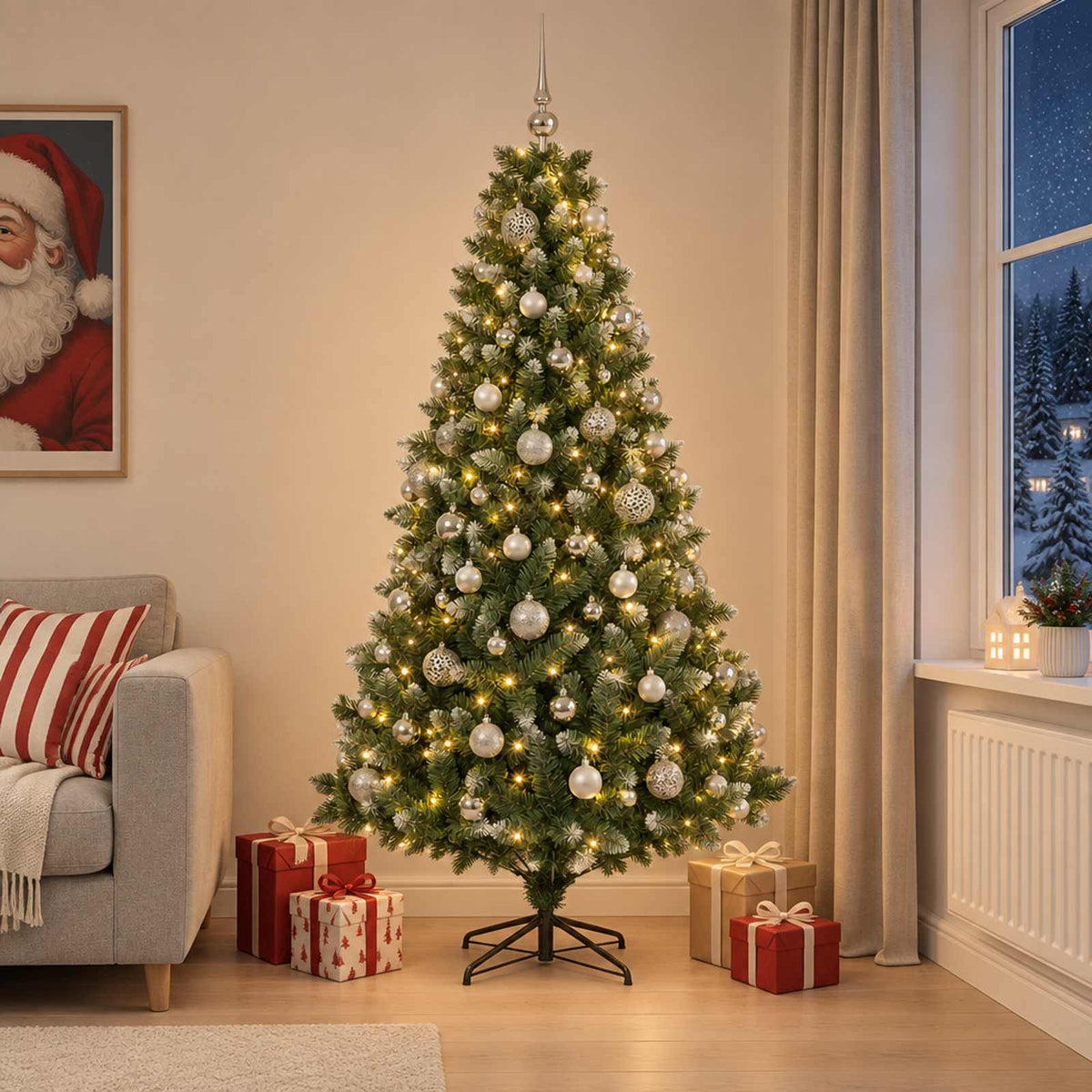 vidaXL Artificial Christmas Tree with Bauble 240 cm 300 LEDs