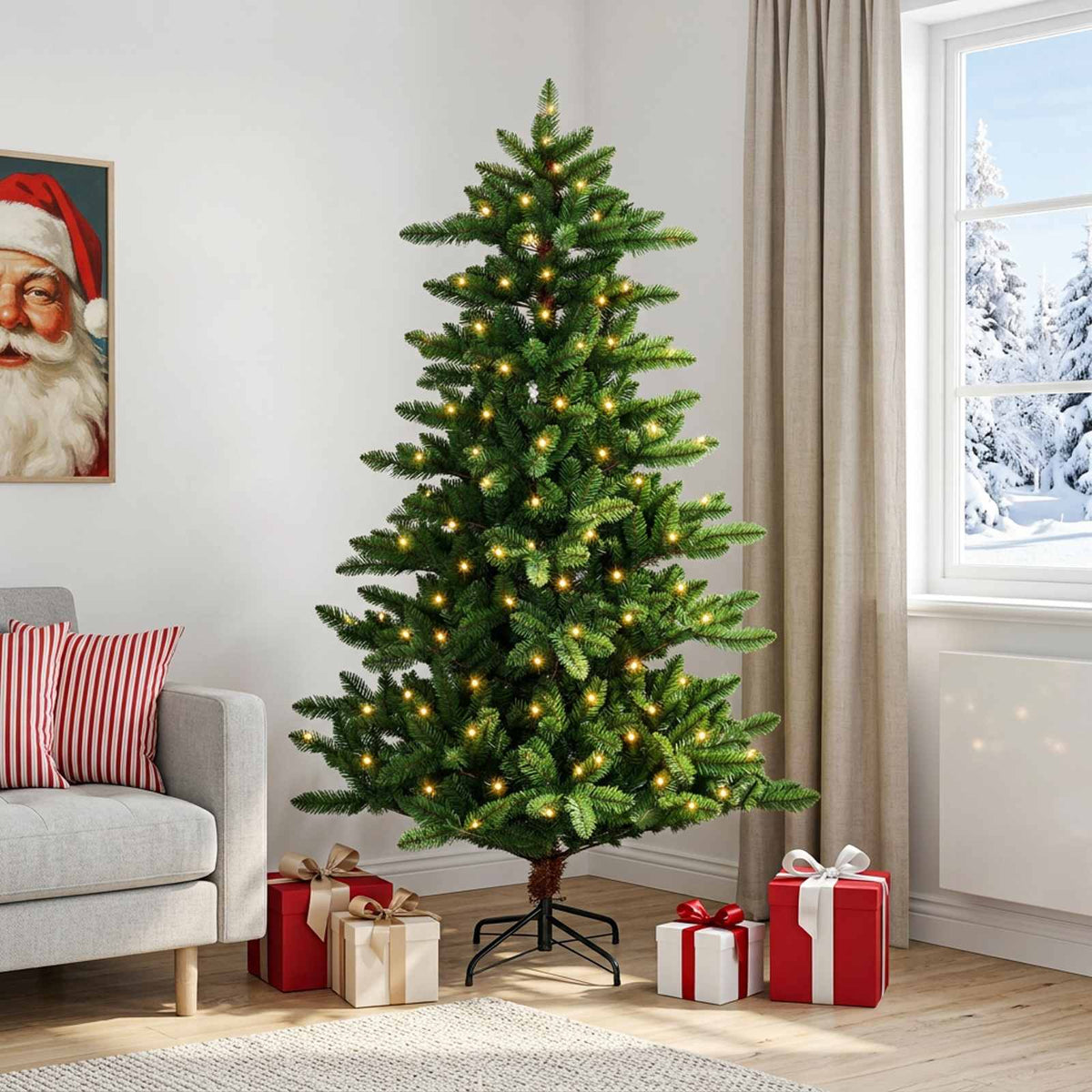 vidaXL Artificial Christmas Tree 150 cm 150 LEDs Warm White