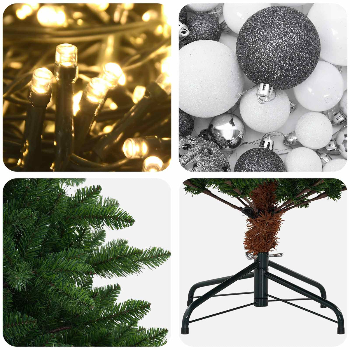 vidaXL Artificial Christmas Tree with Bauble 150 cm 150 LEDs