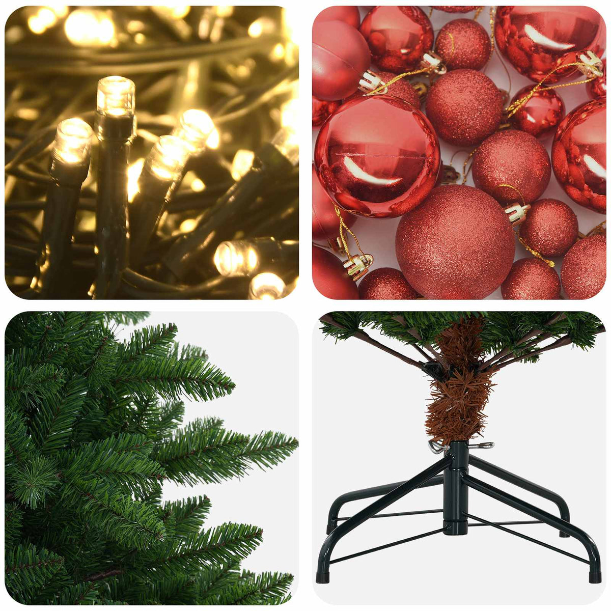 vidaXL Artificial Christmas Tree with Bauble 120 cm 150 LEDs