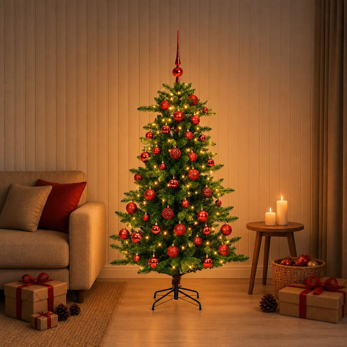 vidaXL Artificial Christmas Tree with Bauble 150 cm 150 LEDs