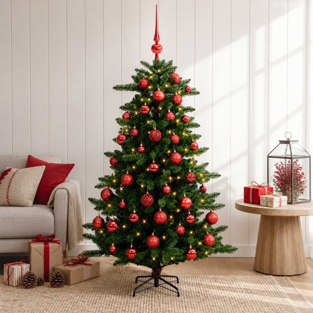 vidaXL Artificial Christmas Tree with Bauble 120 cm 150 LEDs