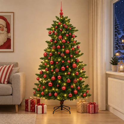 vidaXL Artificial Christmas Tree with Bauble 210 cm 300 LEDs