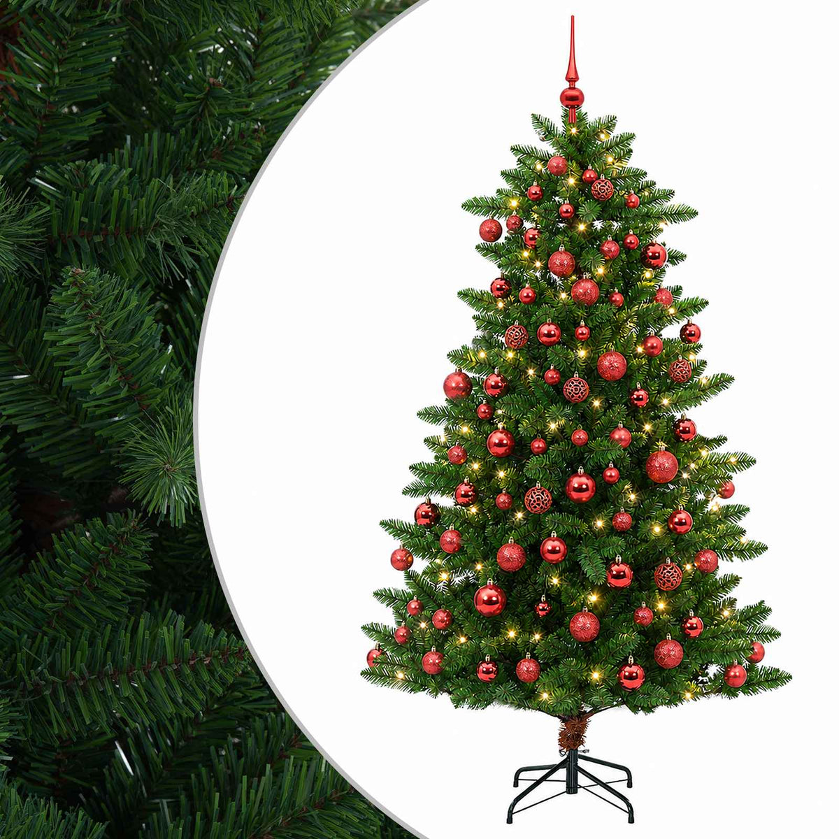 vidaXL Artificial Christmas Tree with Bauble 210 cm 300 LEDs