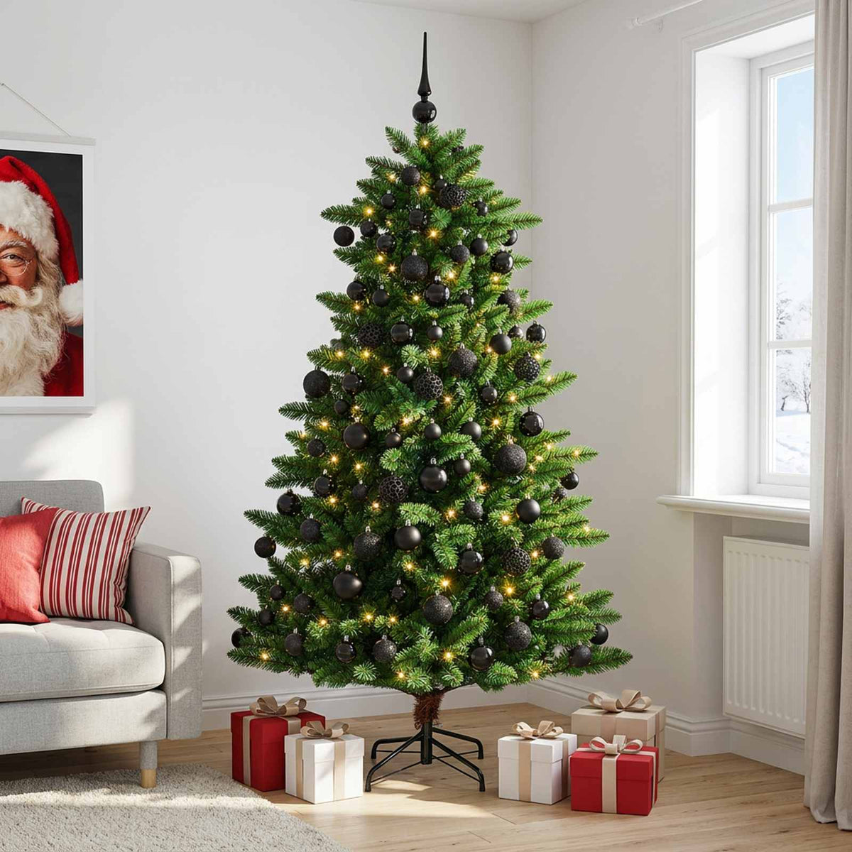 vidaXL Artificial Christmas Tree with Bauble 180 cm 300 LEDs