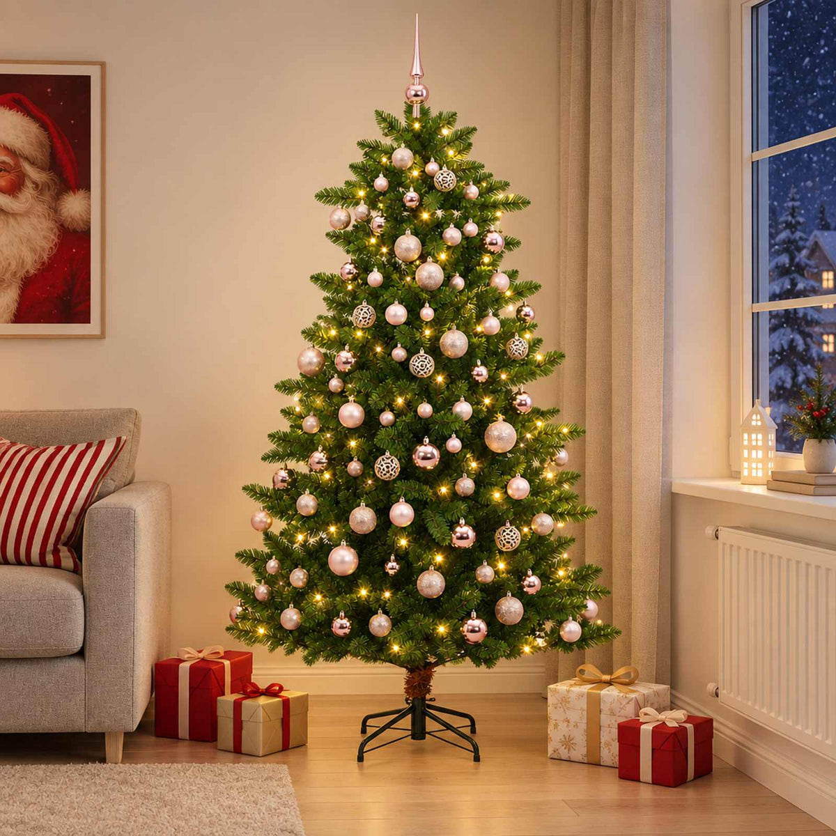 vidaXL Artificial Christmas Tree with Bauble 240 cm 300 LEDs