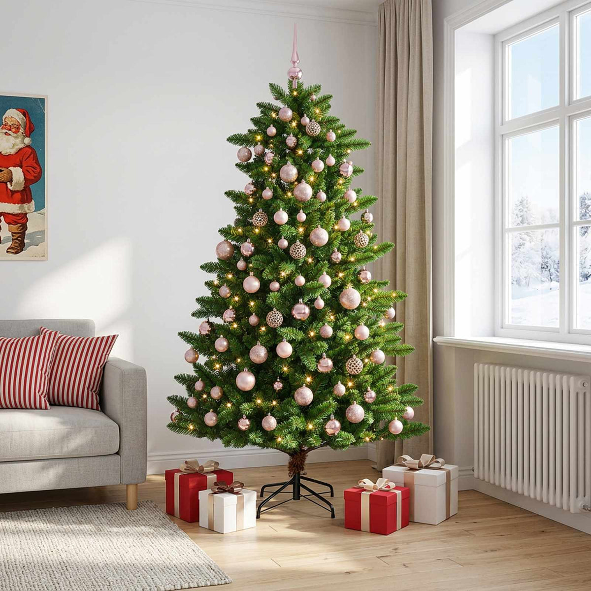 vidaXL Artificial Christmas Tree with Bauble 180 cm 300 LEDs