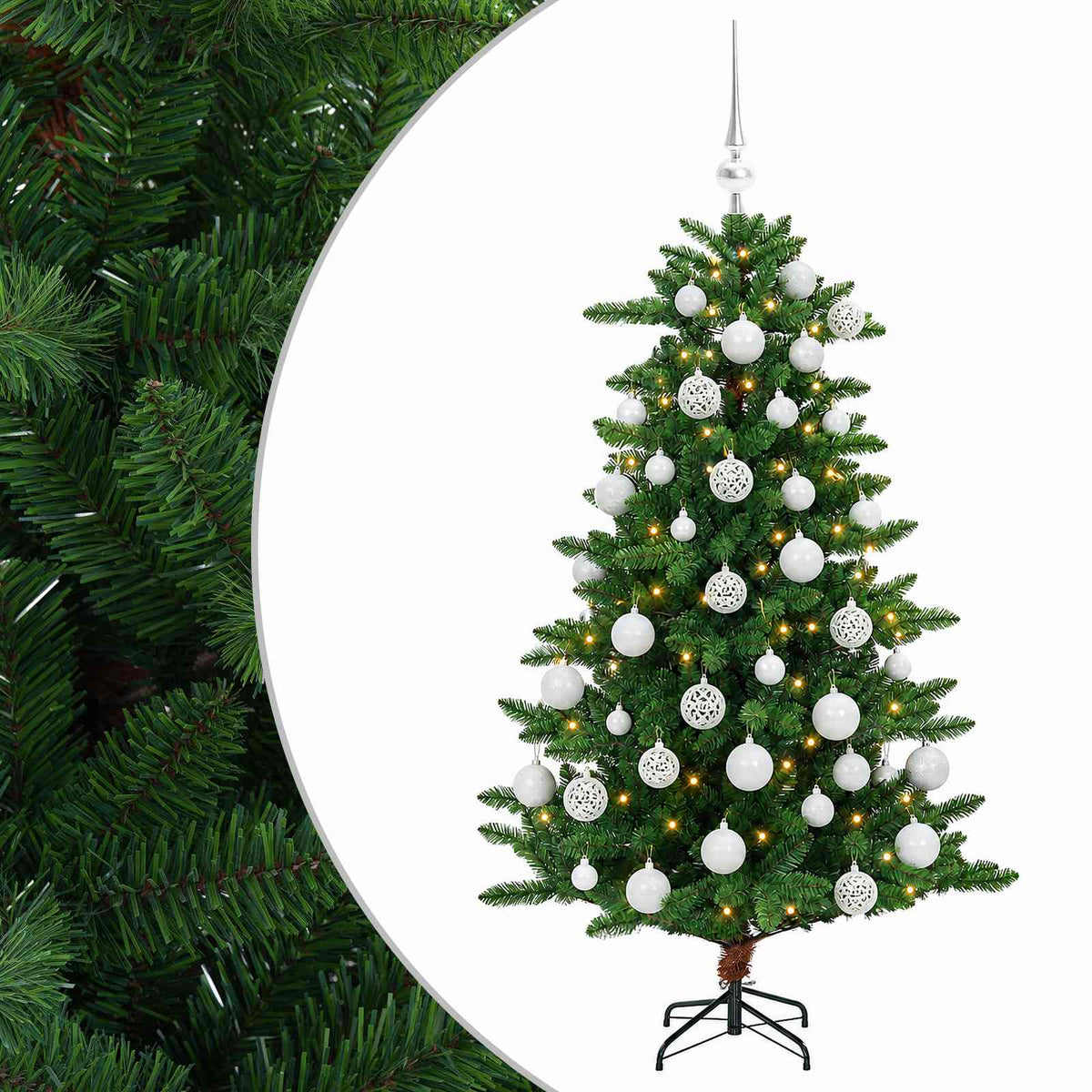 vidaXL Artificial Christmas Tree with Bauble 150 cm 150 LEDs