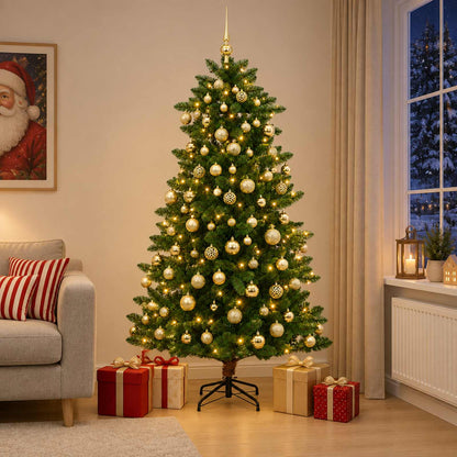 vidaXL Artificial Christmas Tree with Bauble 210 cm 300 LEDs