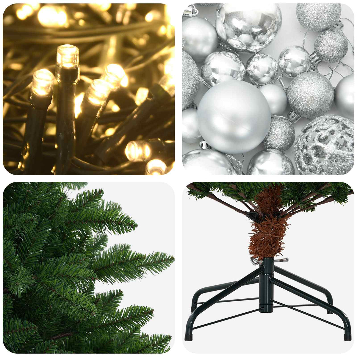 vidaXL Artificial Christmas Tree with Bauble 120 cm 150 LEDs