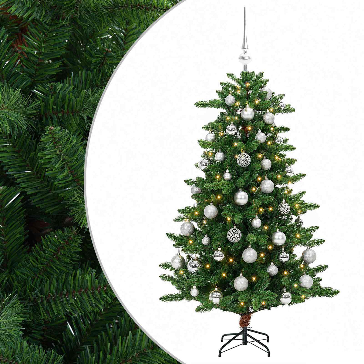 vidaXL Artificial Christmas Tree with Bauble 120 cm 150 LEDs