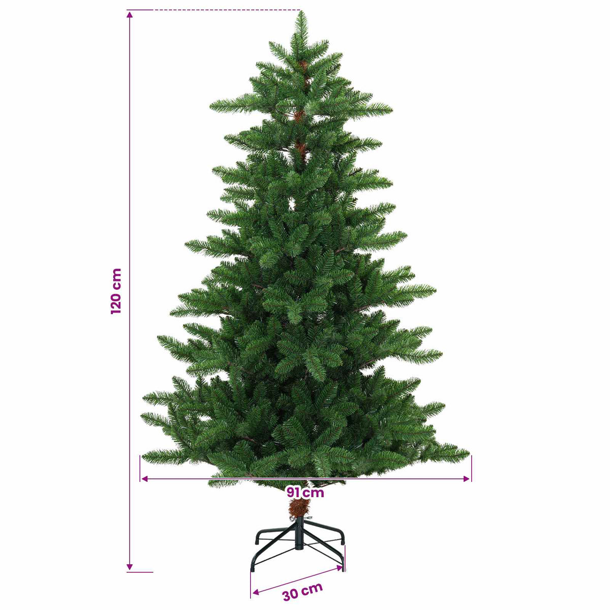 vidaXL Artificial Christmas Tree with Bauble 120 cm 150 LEDs