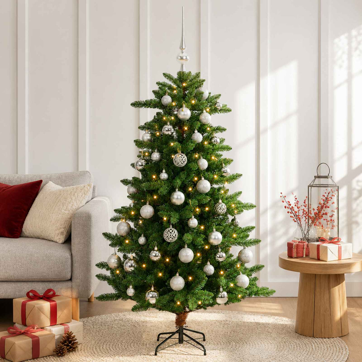 vidaXL Artificial Christmas Tree with Bauble 120 cm 150 LEDs
