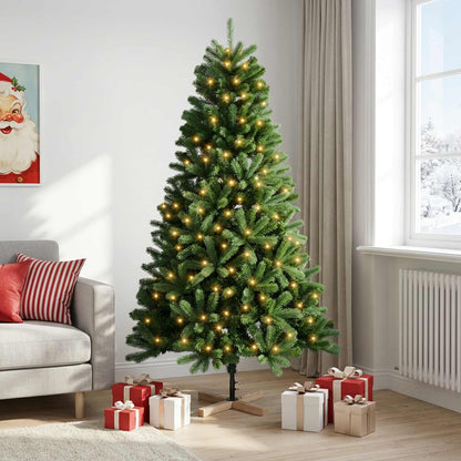 vidaXL Artificial Christmas Tree 150 cm 150 LEDs Warm White PVC Green