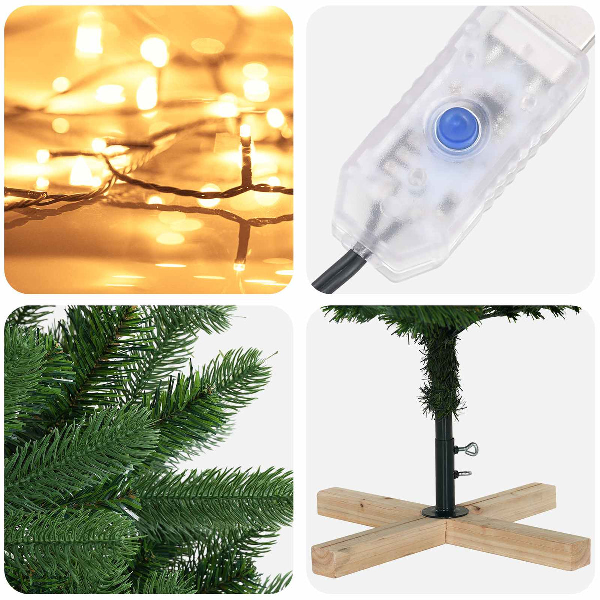 vidaXL Artificial Christmas Tree 150 cm 150 LEDs Warm White PVC Green