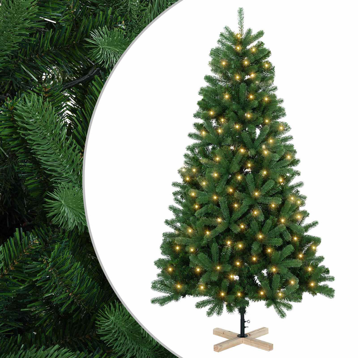 vidaXL Artificial Christmas Tree 150 cm 150 LEDs Warm White PVC Green