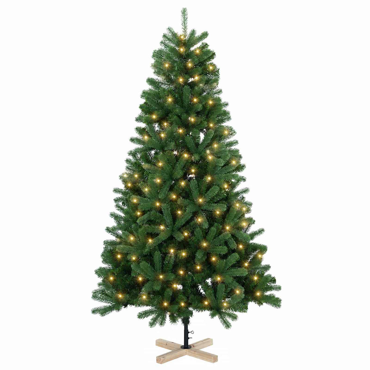 vidaXL Artificial Christmas Tree 150 cm 150 LEDs Warm White PVC Green