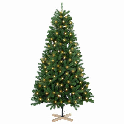 vidaXL Artificial Christmas Tree 150 cm 150 LEDs Warm White PVC Green