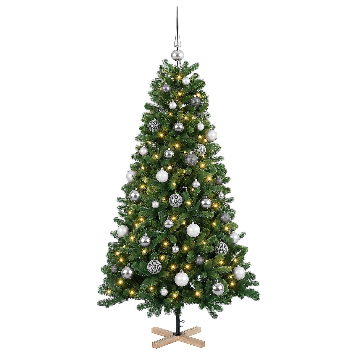 vidaXL Artificial Christmas Tree with Bauble 120 cm 150 LEDs