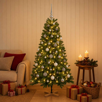 vidaXL Artificial Christmas Tree with Bauble 120 cm 150 LEDs