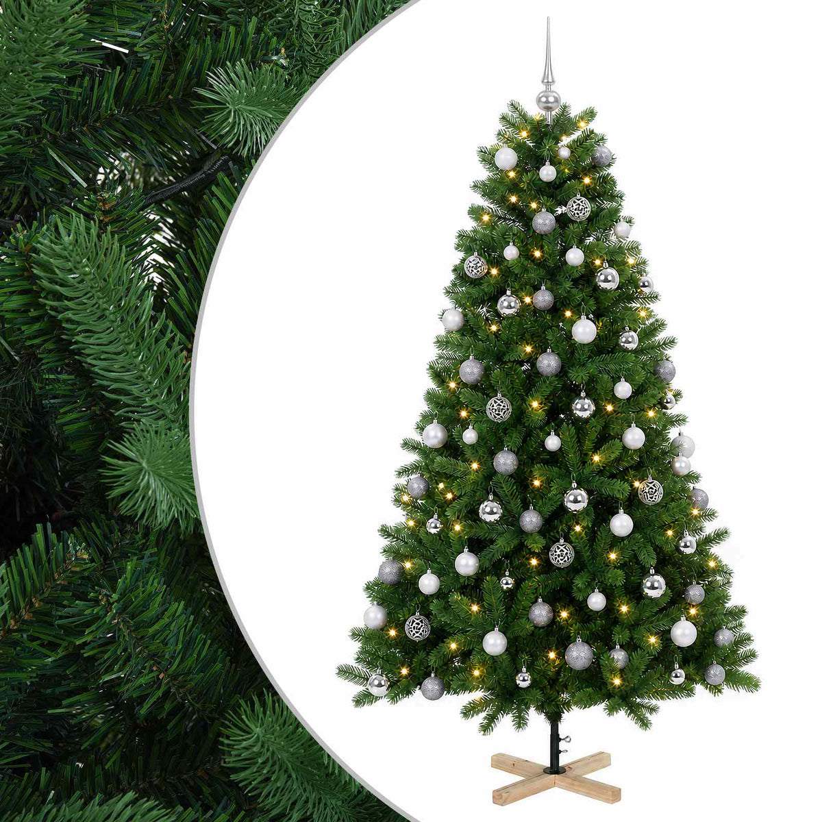 vidaXL Artificial Christmas Tree with Bauble 210 cm 300 LEDs