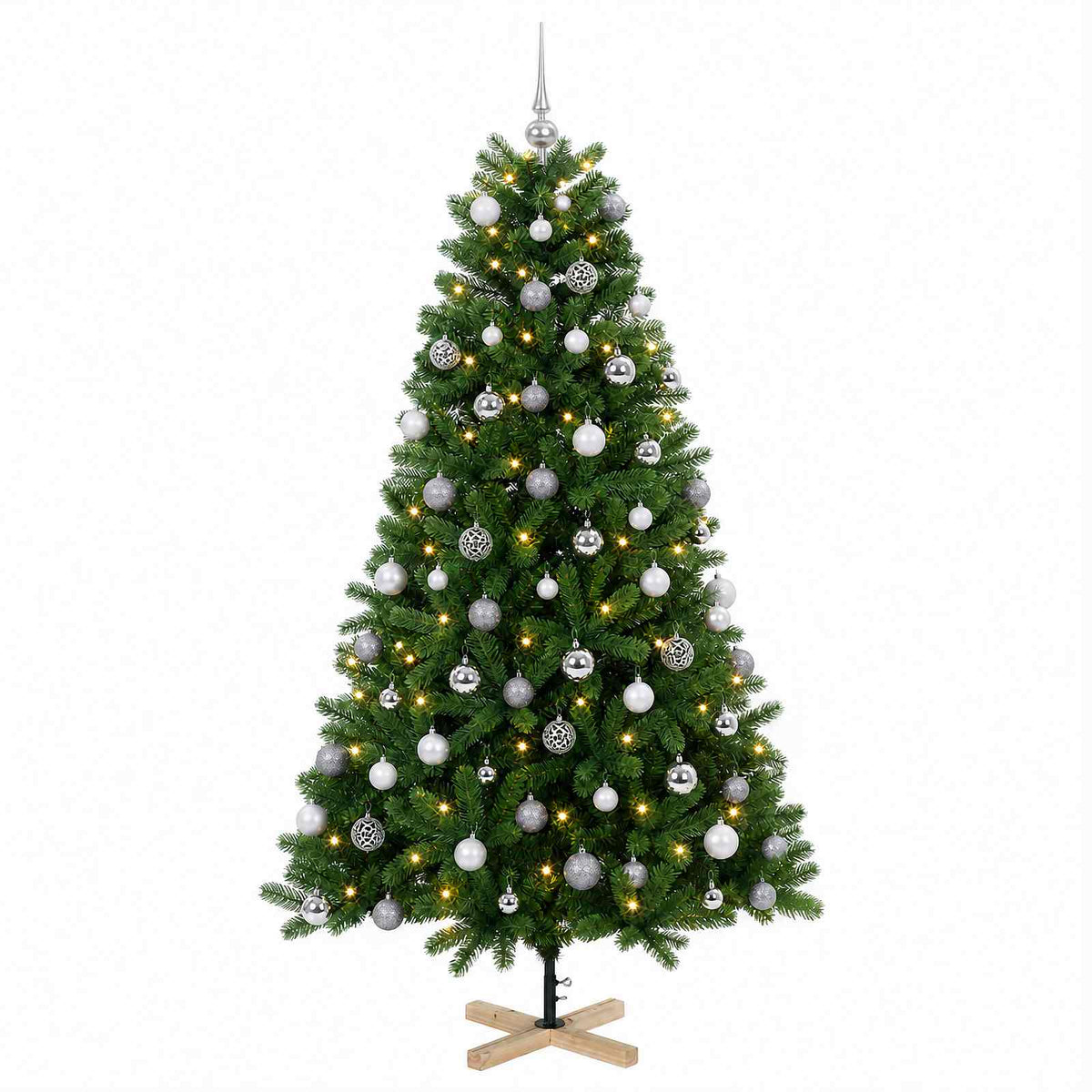 vidaXL Artificial Christmas Tree with Bauble 210 cm 300 LEDs