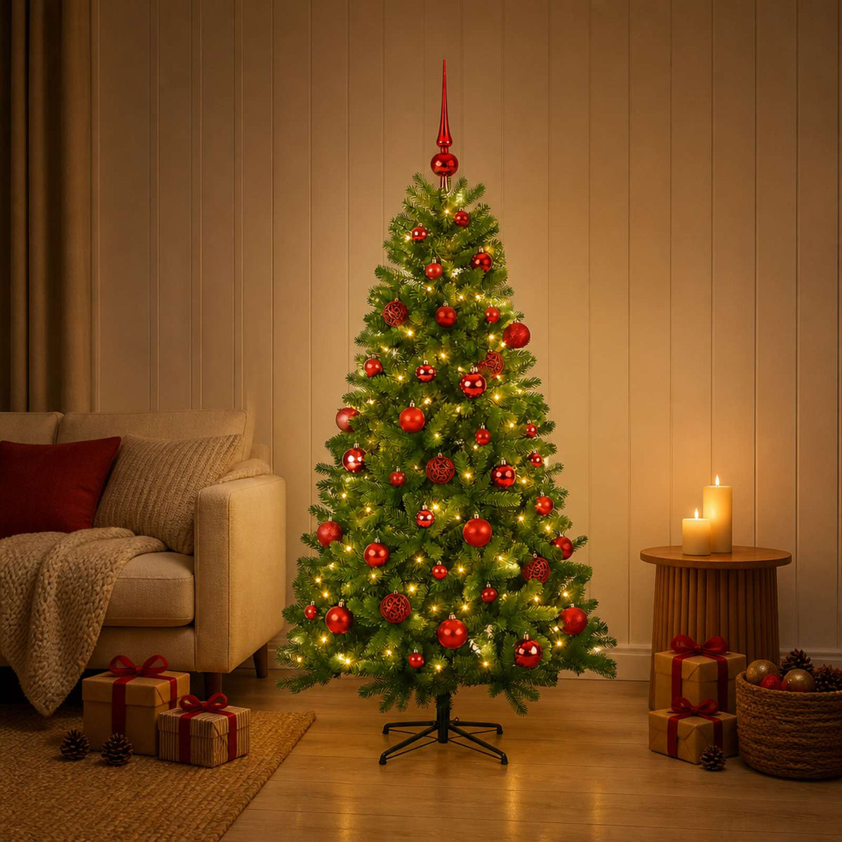 vidaXL Artificial Christmas Tree with Bauble 150 cm 150 LEDs