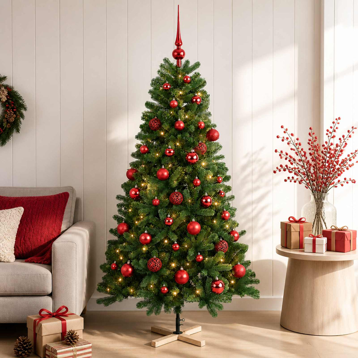 vidaXL Artificial Christmas Tree with Bauble 150 cm 150 LEDs