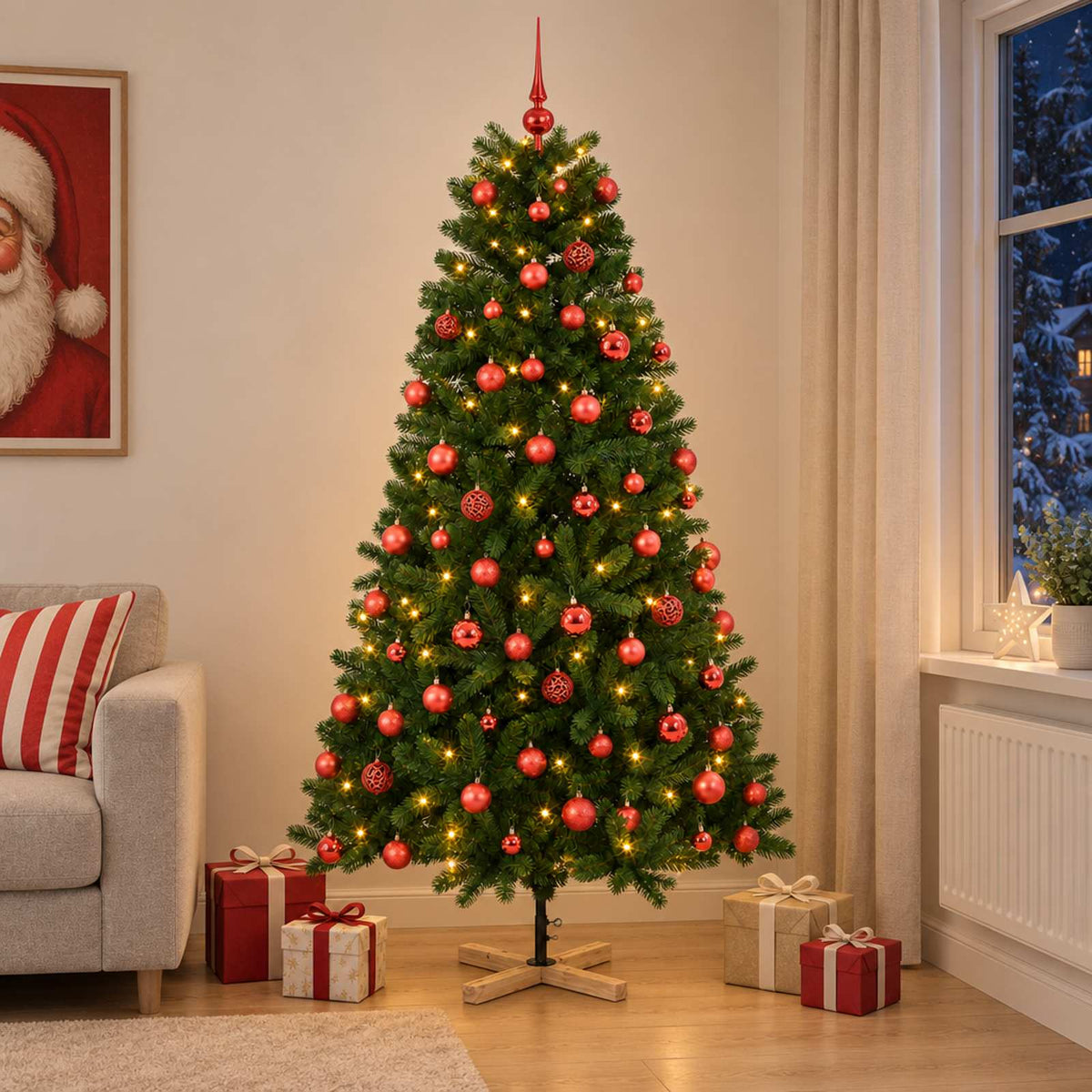 vidaXL Artificial Christmas Tree with Bauble 240 cm 300 LEDs