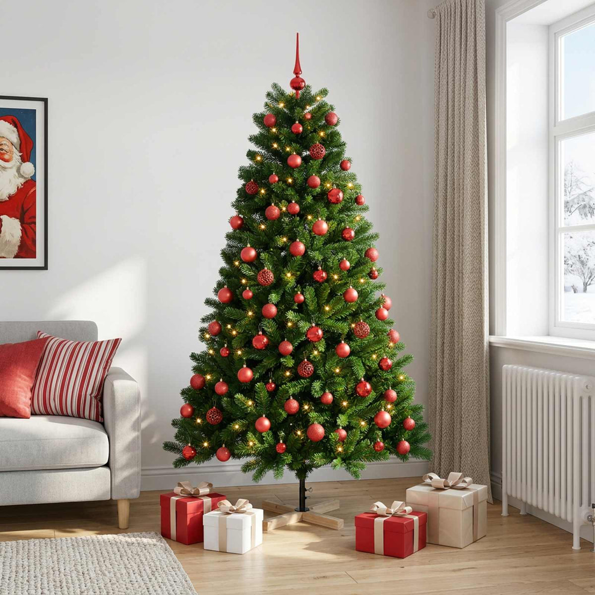 vidaXL Artificial Christmas Tree with Bauble 240 cm 300 LEDs