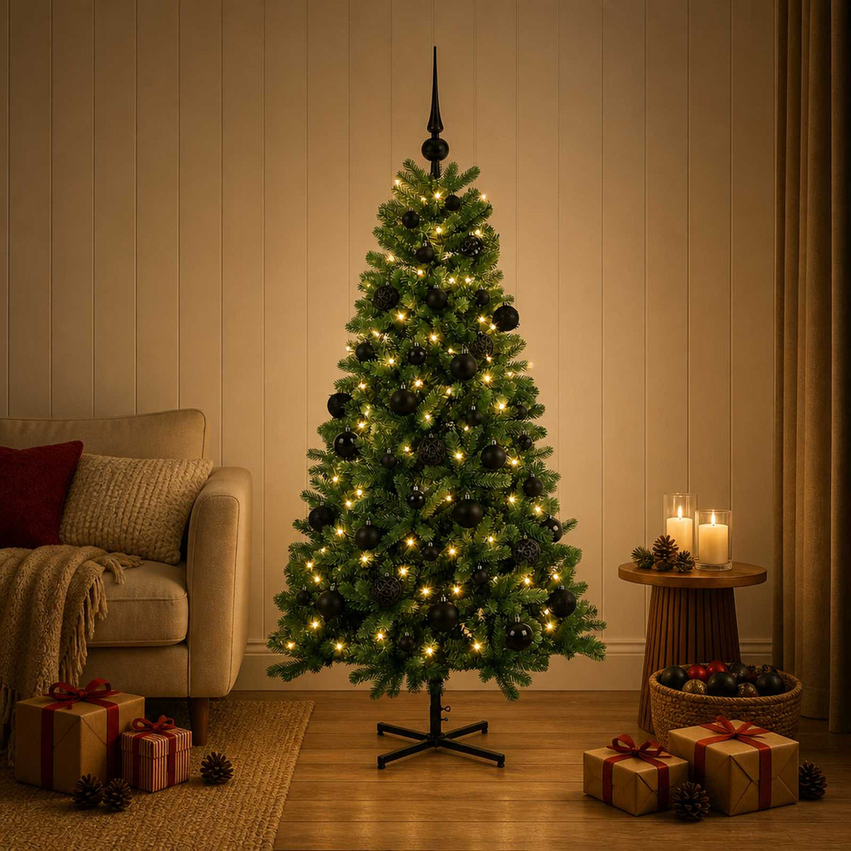 vidaXL Artificial Christmas Tree with Bauble 150 cm 150 LEDs