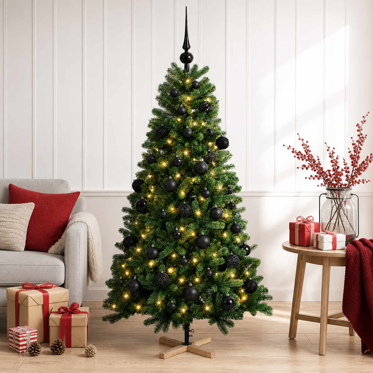 vidaXL Artificial Christmas Tree with Bauble 150 cm 150 LEDs