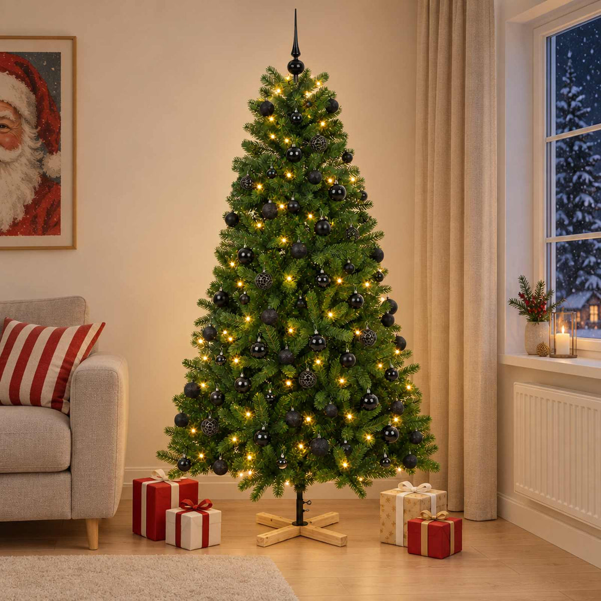 vidaXL Artificial Christmas Tree with Bauble 210 cm 300 LEDs