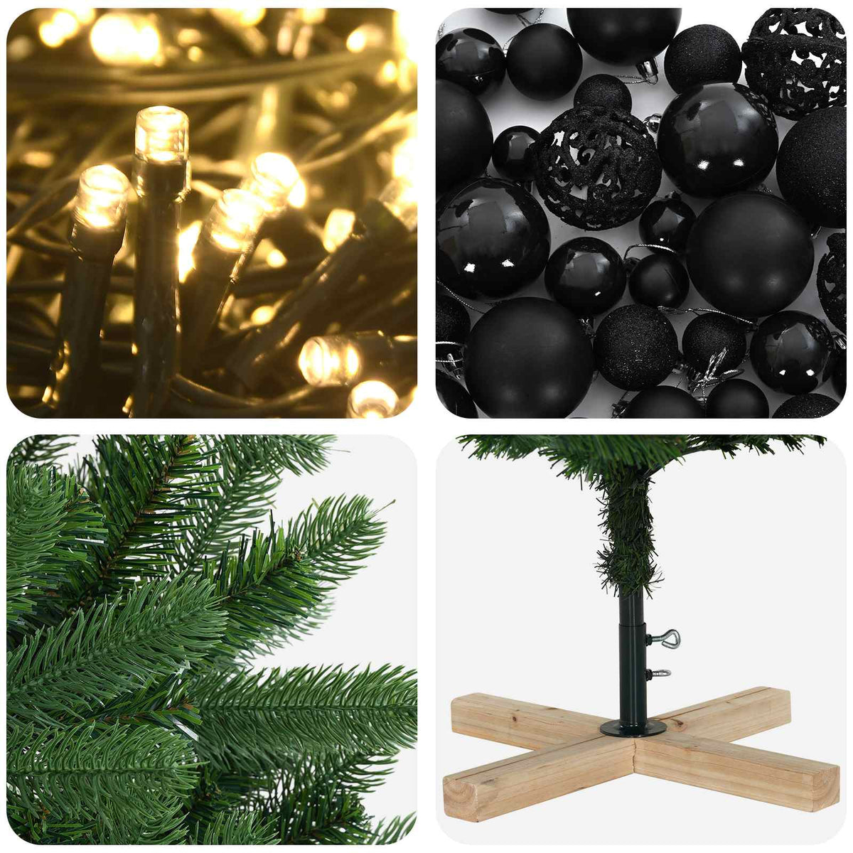 vidaXL Artificial Christmas Tree with Bauble 210 cm 300 LEDs