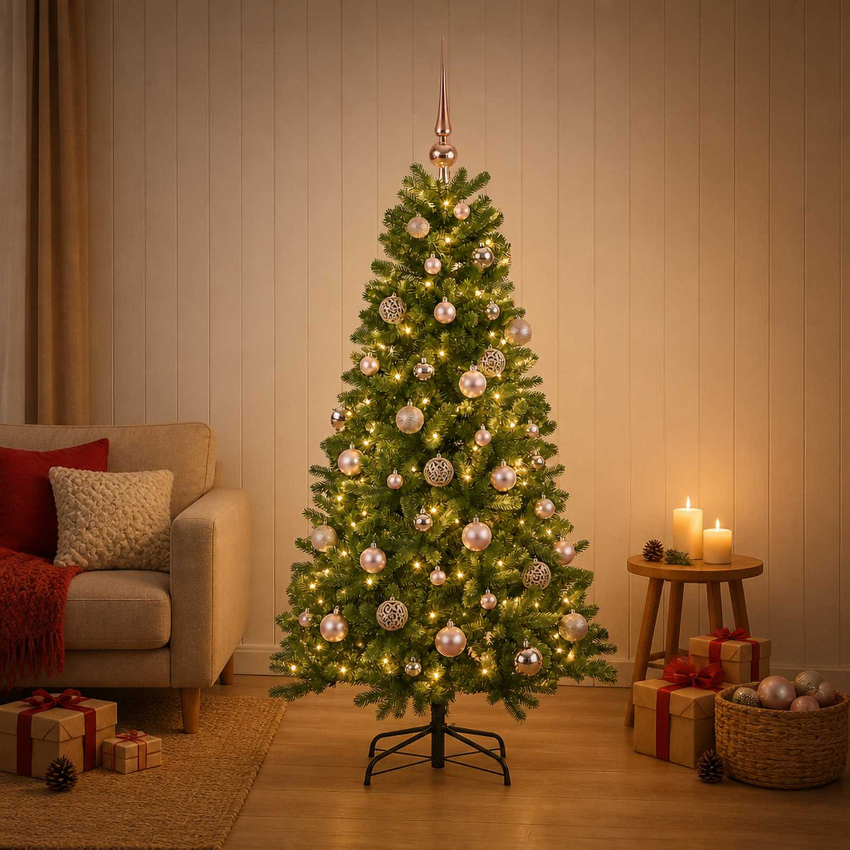 vidaXL Artificial Christmas Tree with Bauble 150 cm 150 LEDs