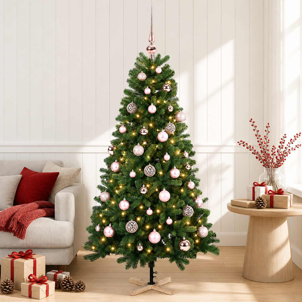 vidaXL Artificial Christmas Tree with Bauble 150 cm 150 LEDs
