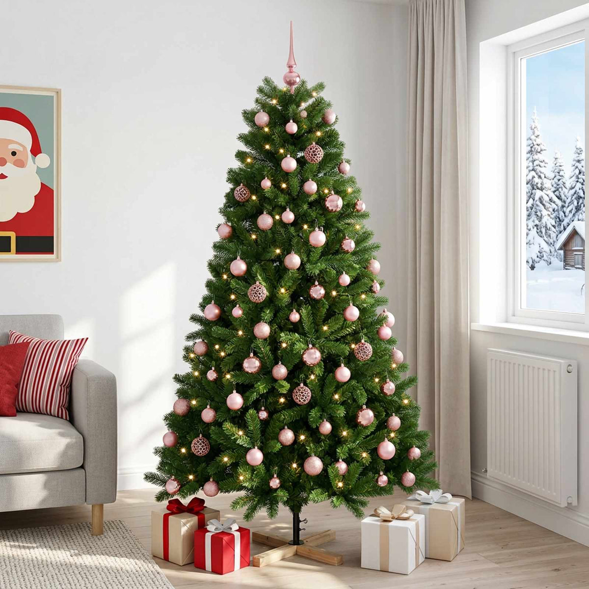 vidaXL Artificial Christmas Tree with Bauble 210 cm 300 LEDs