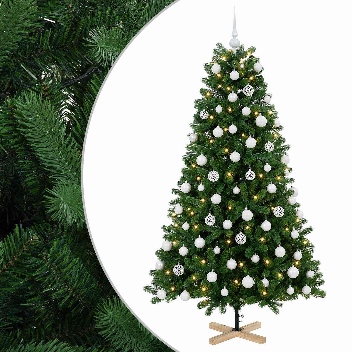vidaXL Artificial Christmas Tree with Bauble 210 cm 300 LEDs