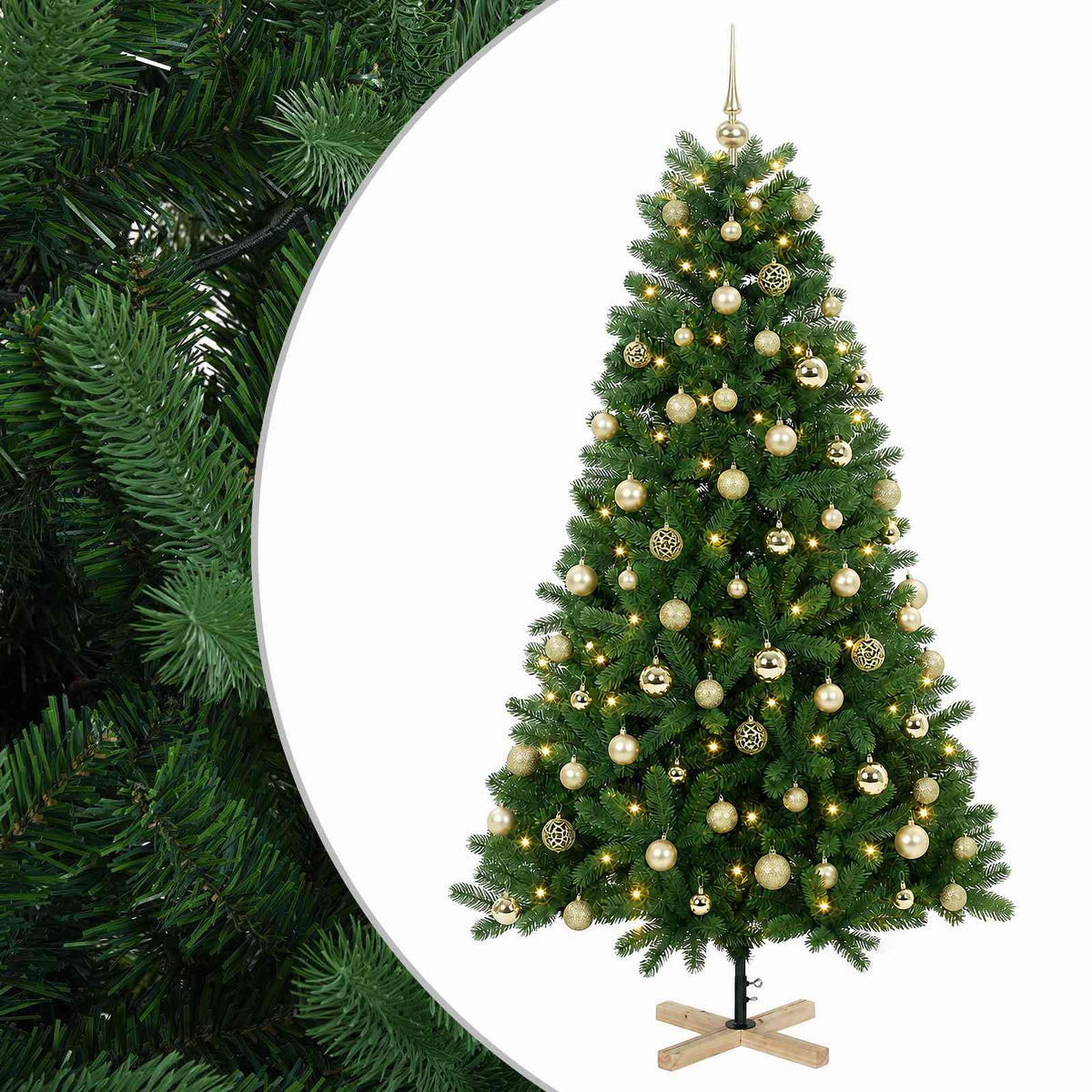 vidaXL Artificial Christmas Tree with Bauble 210 cm 300 LEDs