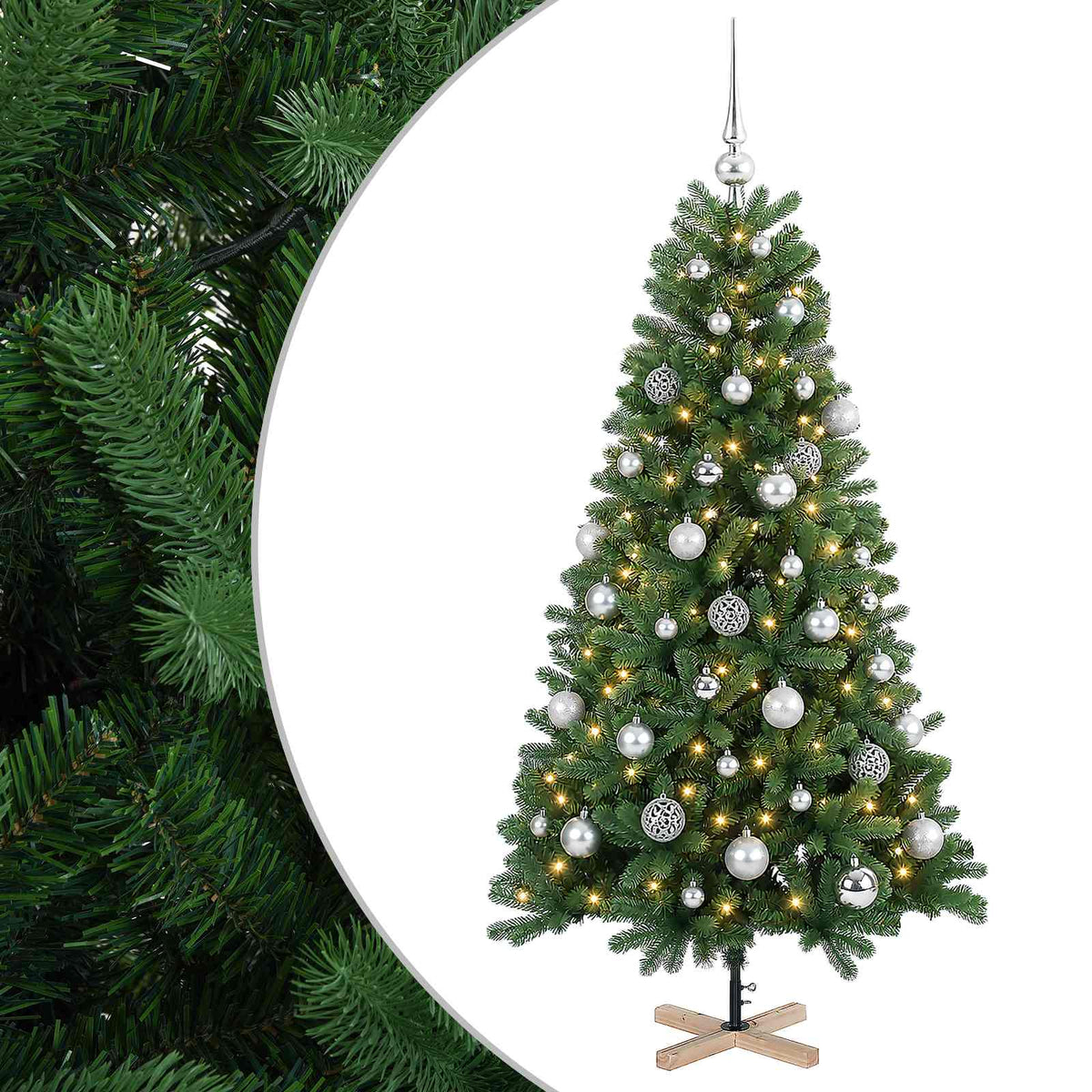 vidaXL Artificial Christmas Tree with Bauble 150 cm 150 LEDs