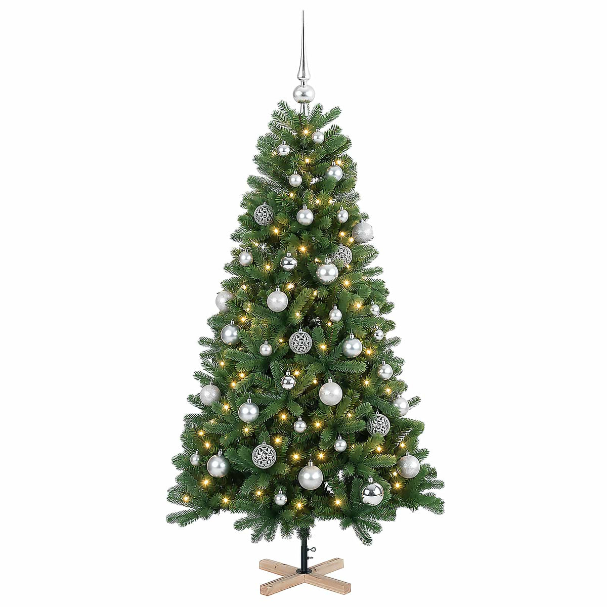 vidaXL Artificial Christmas Tree with Bauble 150 cm 150 LEDs
